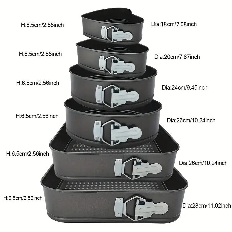 6pcs, Round, Heart, Square, Cake Pan, Loose Bottom Baking Cake Mould