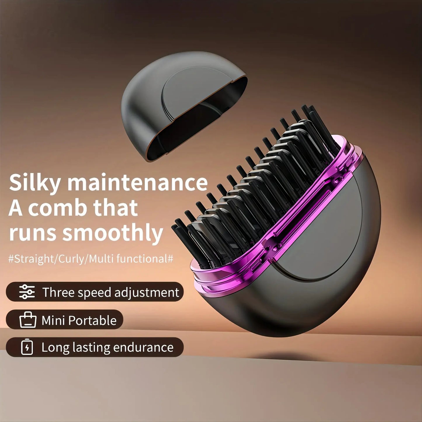 Portable Ionic Hair and Beard Straightener Brush