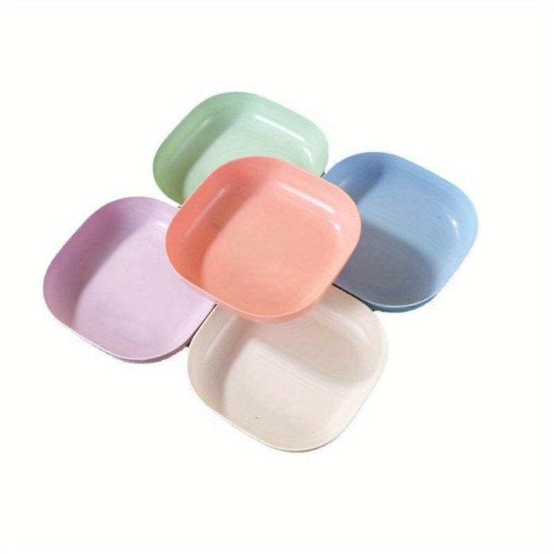 10 Square Portable Plastic Dinner Plates with 1 Holder