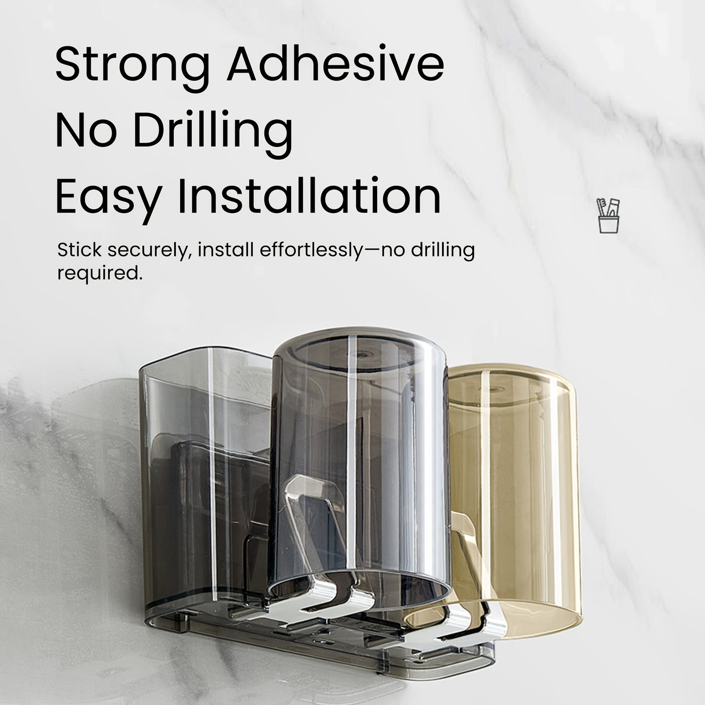 5pcs Wall-Mounted Toothbrush Holder with Leakproof Drainage