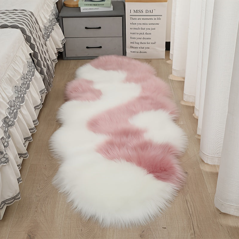 Medium Pile Lightweight Fluffy Polyester Area Rug with Suede Backing