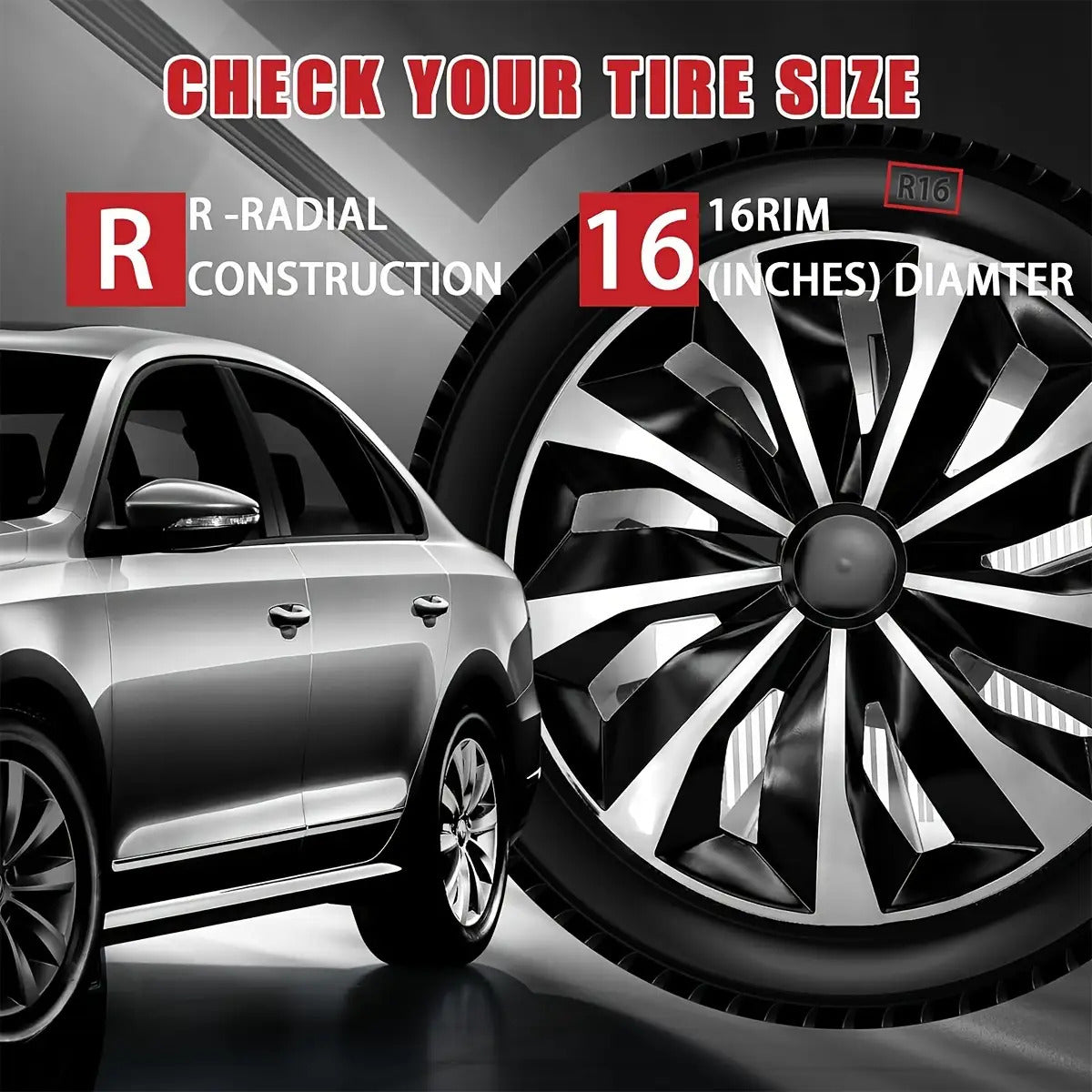 Set of 4 R16 Hubcap Wheel Cover Replacement