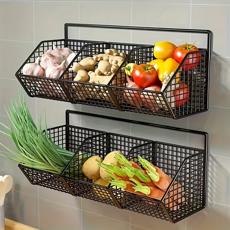 Wall-Mounted Kitchen Storage Basket – No-Drill