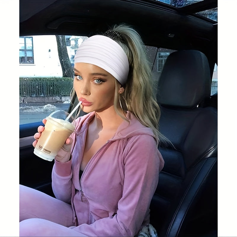 2-Piece Stylish Women's Non-Slip Woven Wide Headband