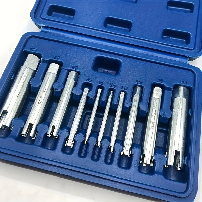 10pcs High-Speed Steel Tap Extractor and Thread Removal Tool Set