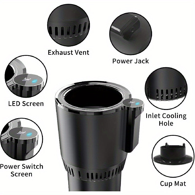 2-in-1 Car Cup Cooler & Heater with LED Temperature Display