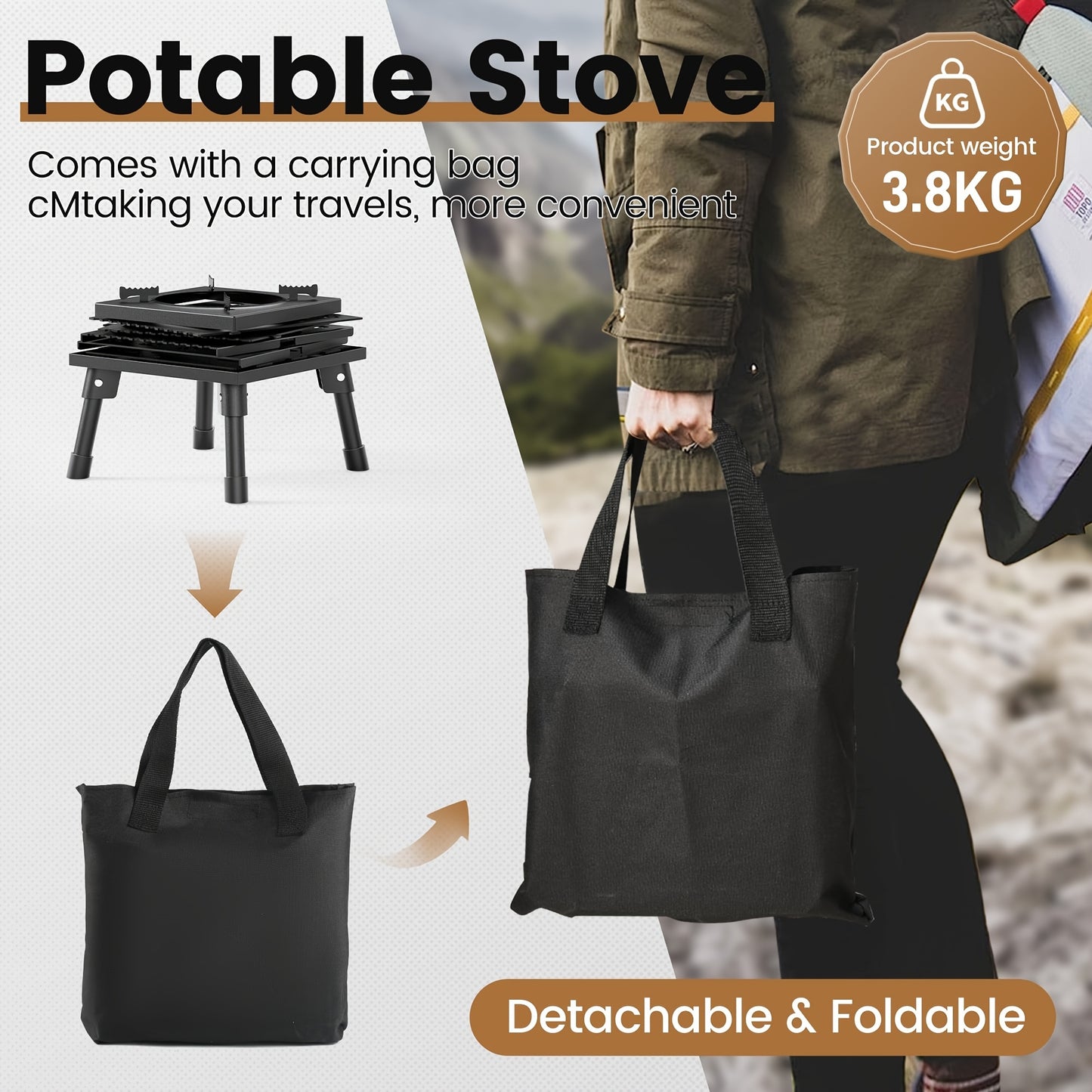 Large Portable Cast Iron Camping Wood Stove