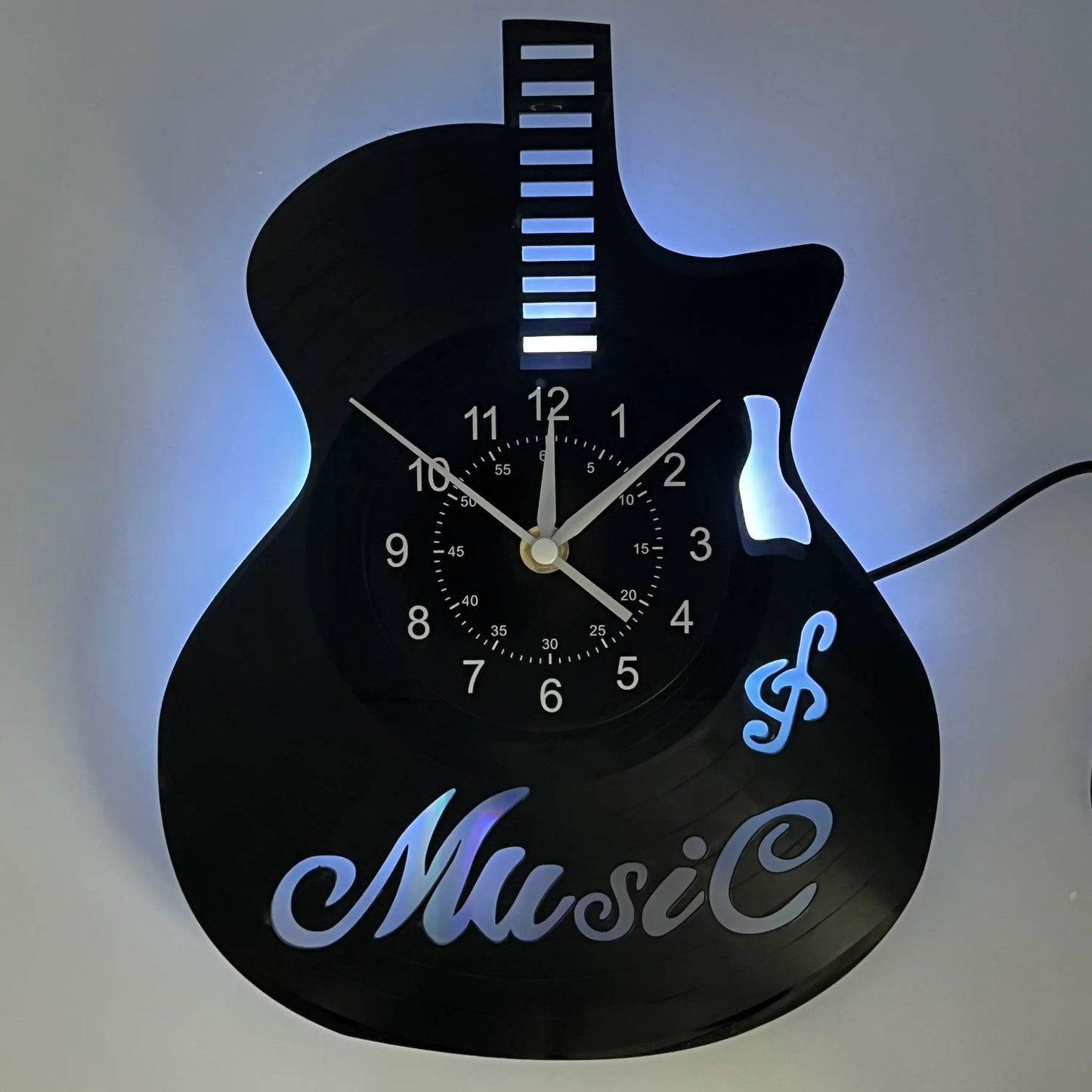 Unique Guitar Design Vinyl Record LED Wall Clock