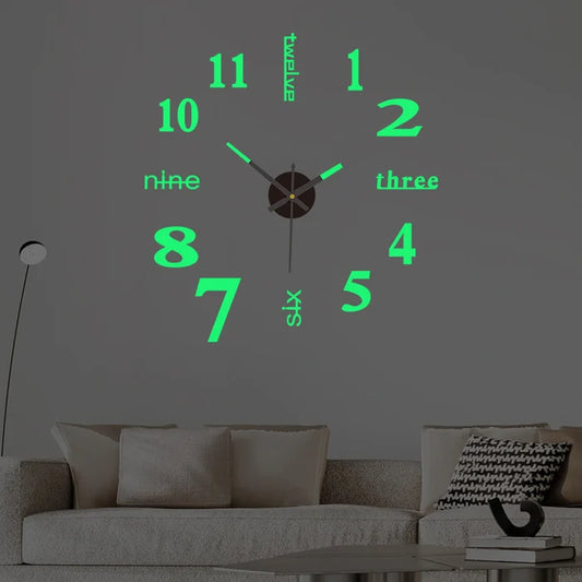 3D creative luminous simple clock wall sticker