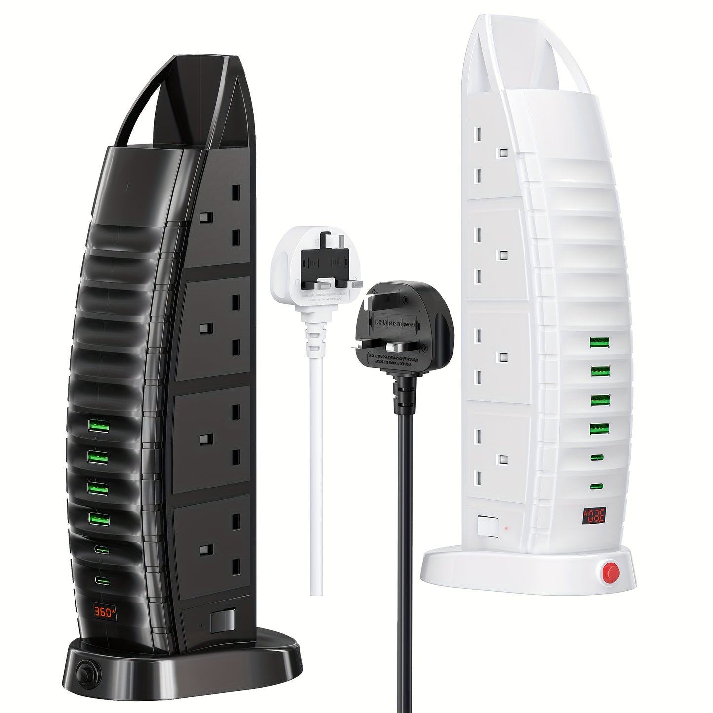 Tower Extension Lead 8 Way Outlets Multi Plug Extension Tower