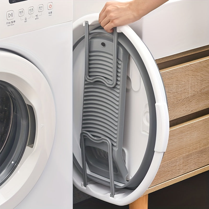 Set of 1 Classic Round Plastic Laundry Tub with Washboard