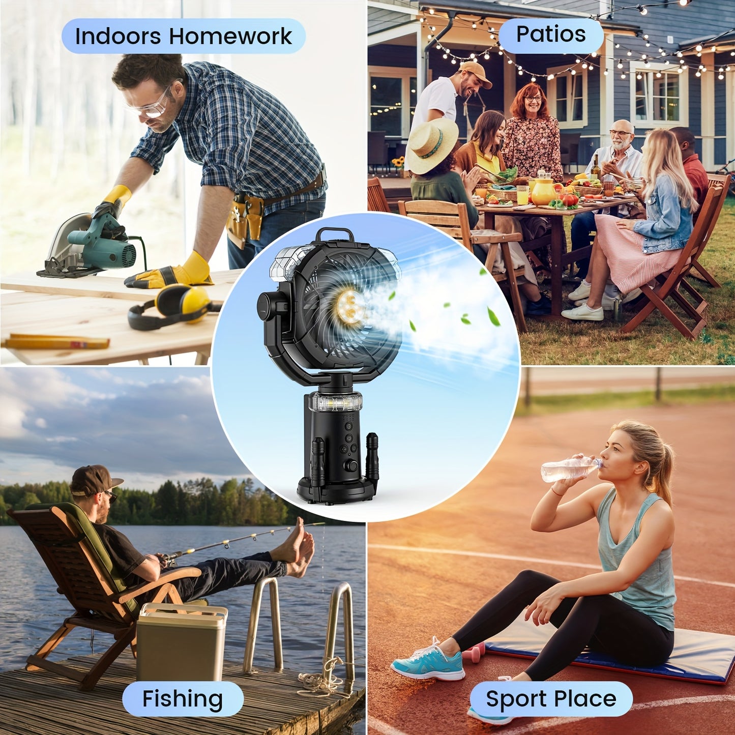 Portable Retractable Trolley Type Outdoor Camping, Picnic Party Fan