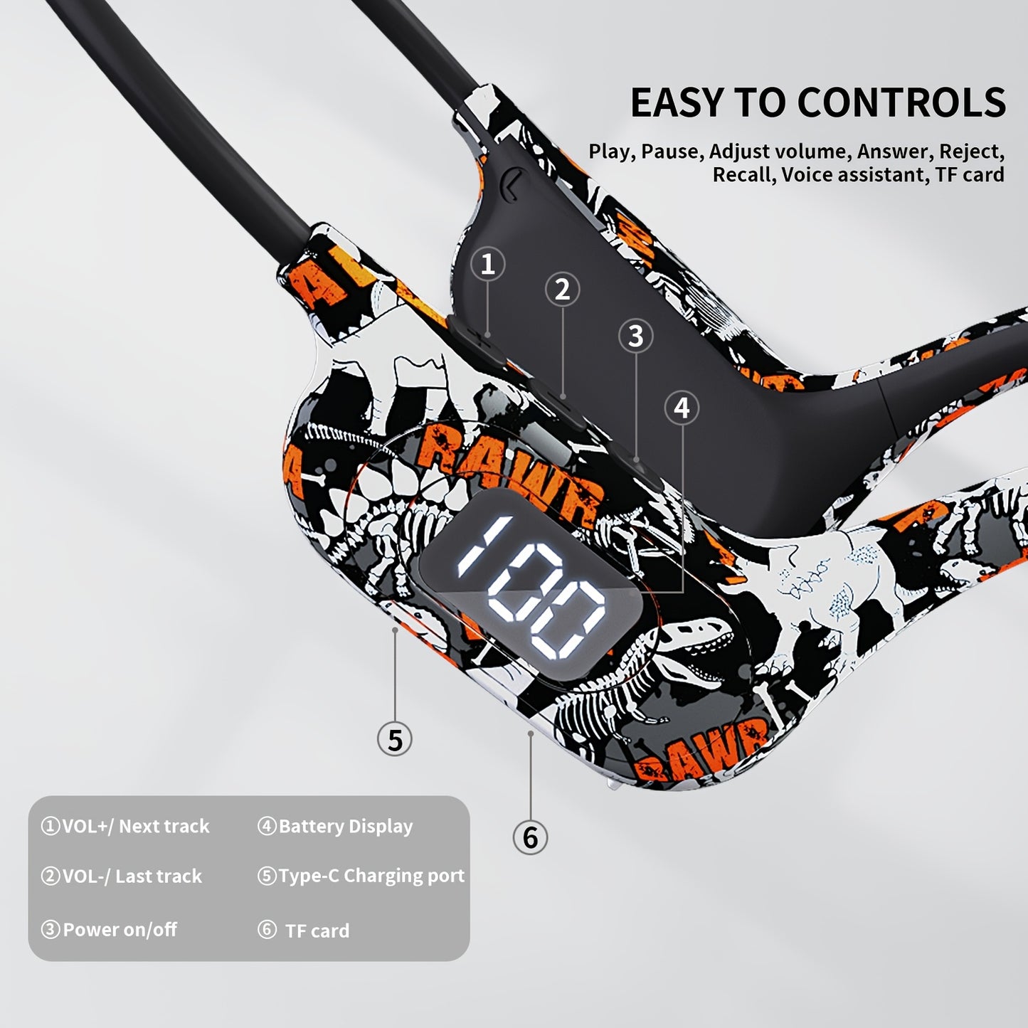 Wireless Bone Conduction Headphones with Microphone