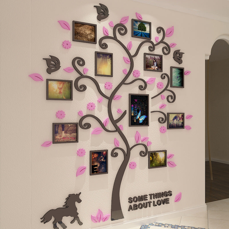 3D acrylic three-dimensional wall sticker photo tree decoration mural(Height 175cm*Width 156cm)