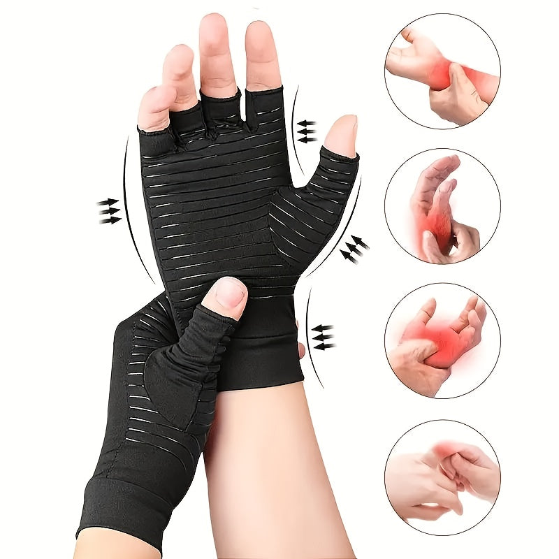 1 Pair Copper Fiber Compression Gloves