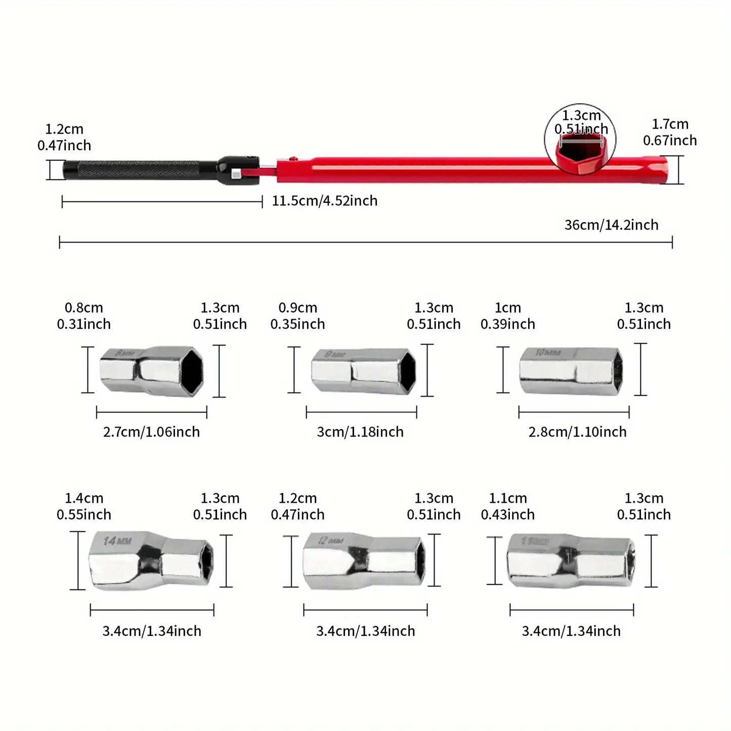 A 7pcs Socket Wrench Set, 8-14Mm Sockets, And a Faucet Removal Tool
