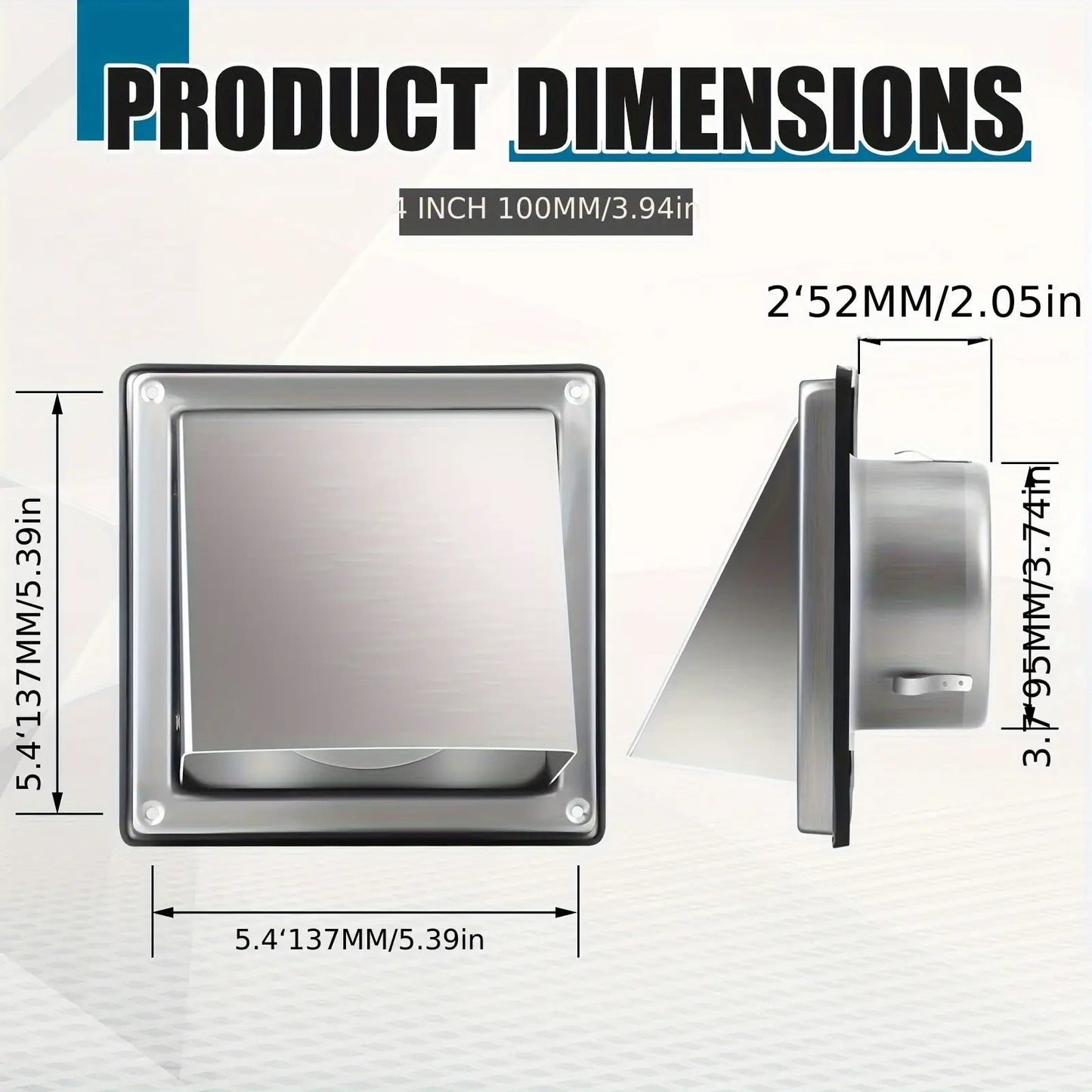 4" Outdoor Dryer Vent Cover with Stainless Steel Screen Silver Guard