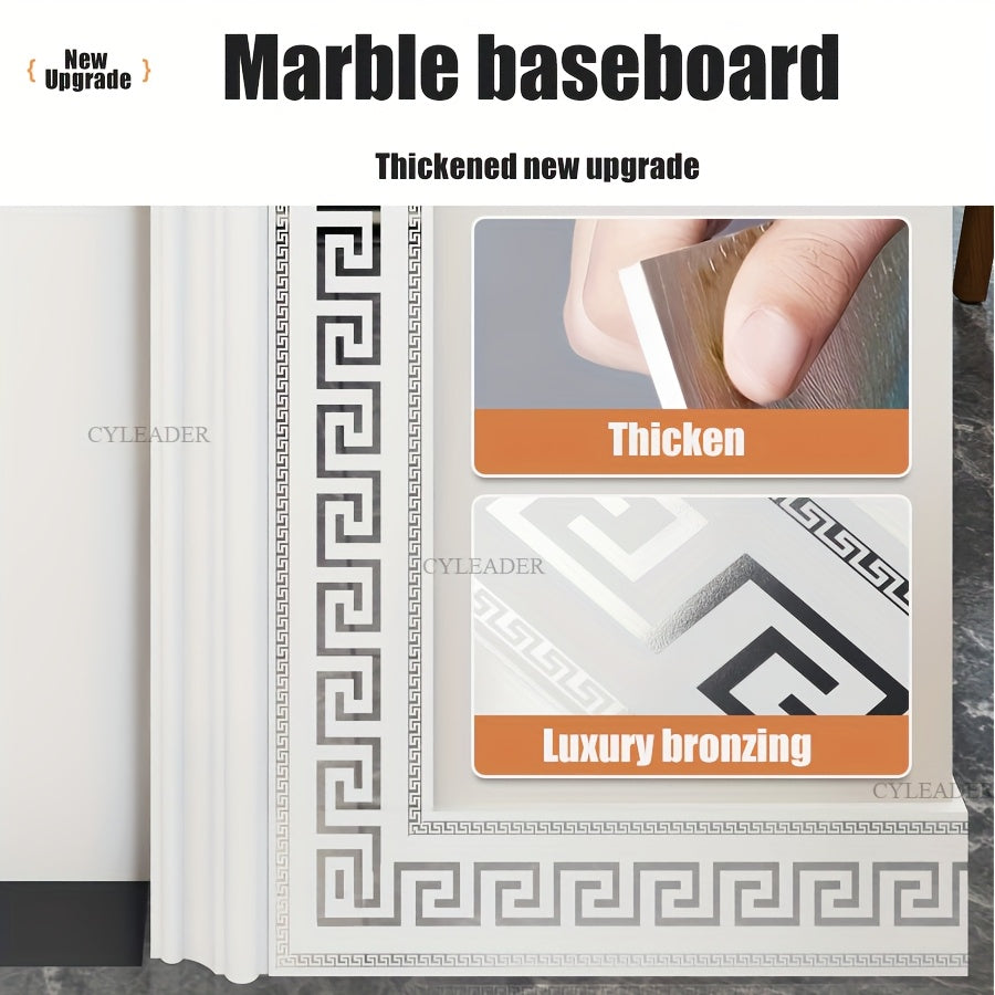 2 Rolls 197 inches x 3.94 inches European Style Marble Tile Panel Wallpaper