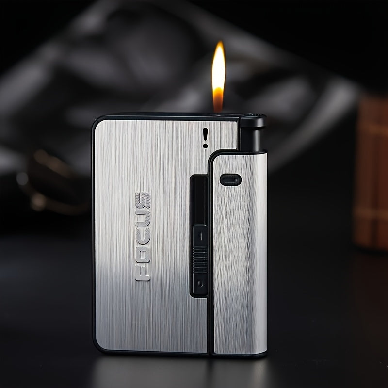 Portable Cigarette Case  with Built-in Lighter Compartment