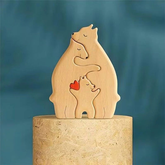 Warm family bear wooden ornaments（You can write your family members’ names on the blank section）