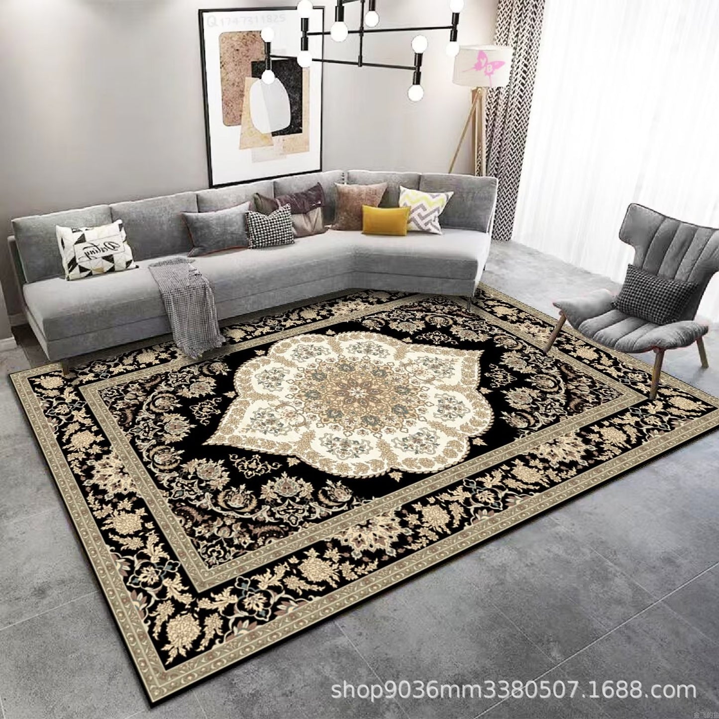 Premium 200x300cm Karpet Velvet 5D Anti-Selip dengan Corak Home Decor