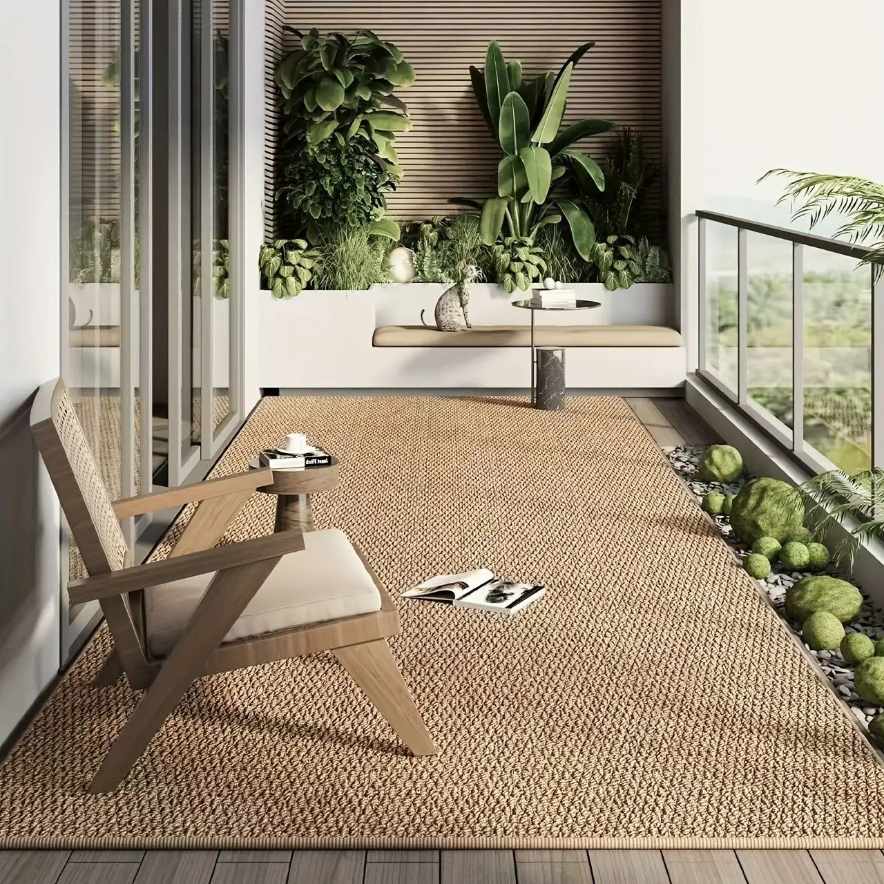 Durable Non-Slip Sisal-Like Braided Polyester Mat