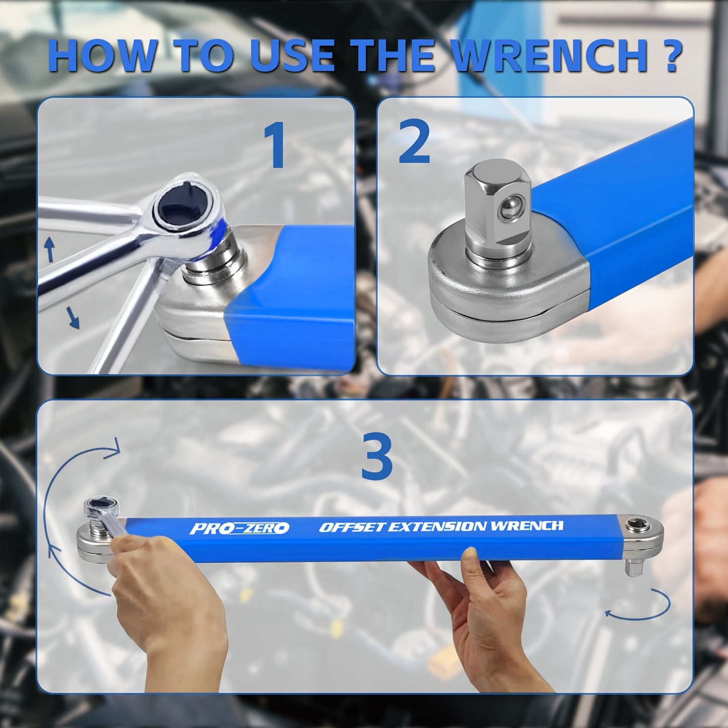 2-in-1 Multi-Function Ratchet Offset Extension Wrench