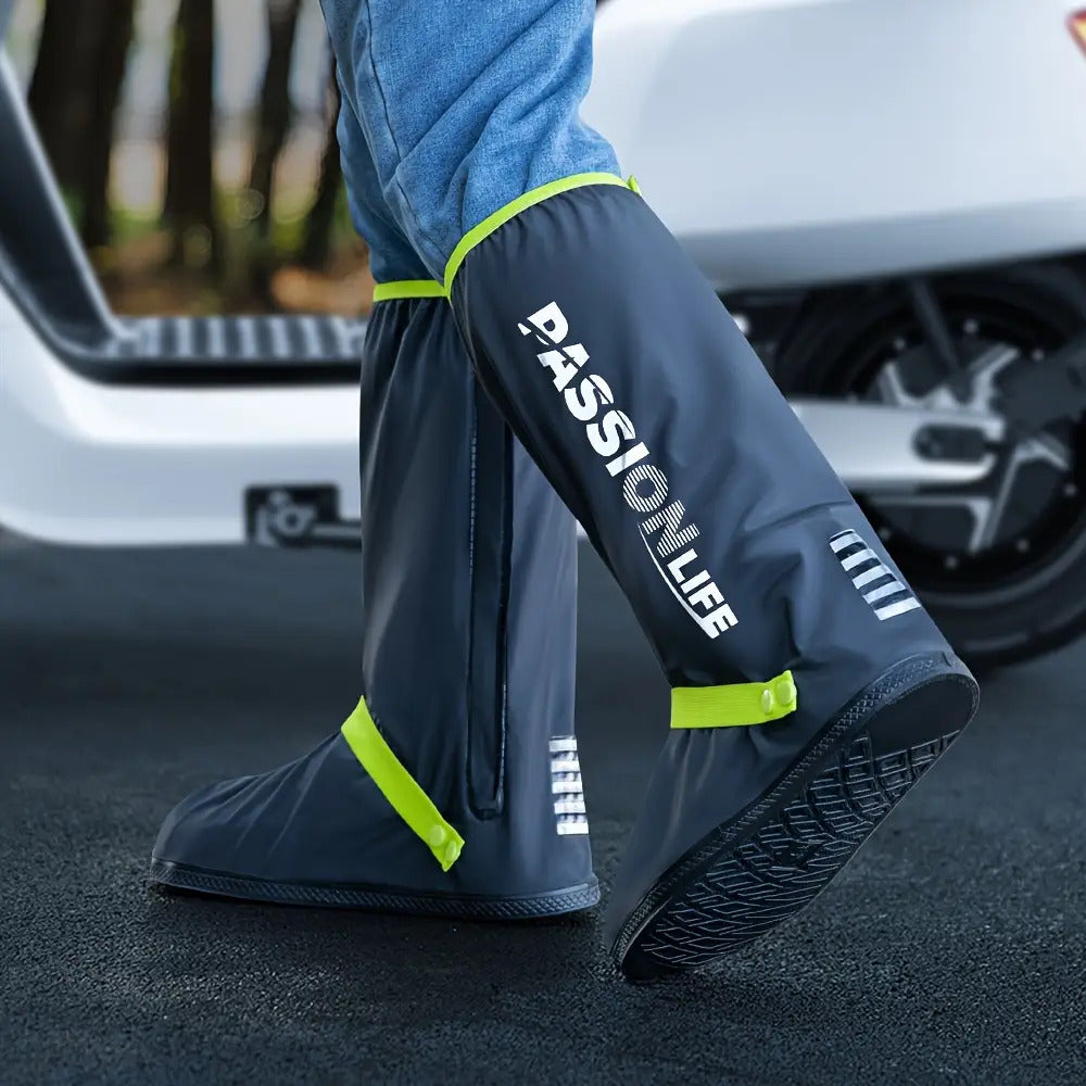 Reusable and foldable rain boot covers with zipper