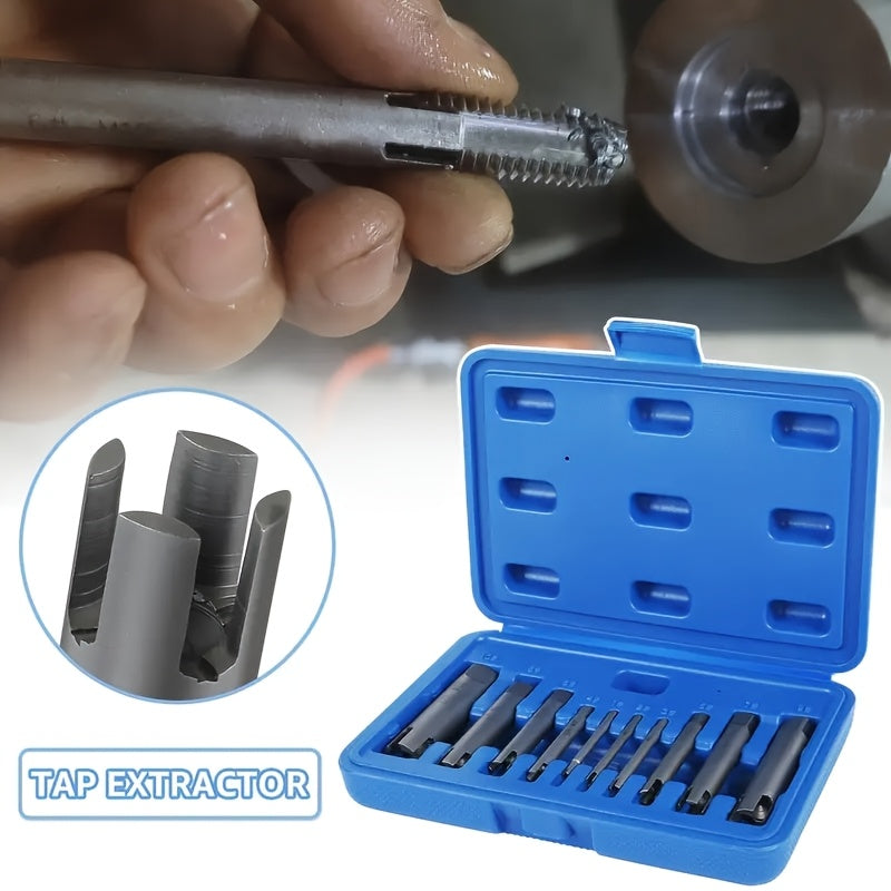 10pcs High-Speed Steel Tap Extractor and Thread Removal Tool Set
