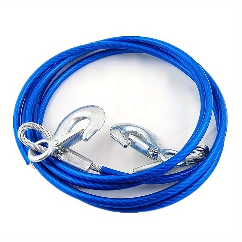 1 Roll 5m Steel Tow Rope with Hooks, Heavy-Duty Car Recovery Cable