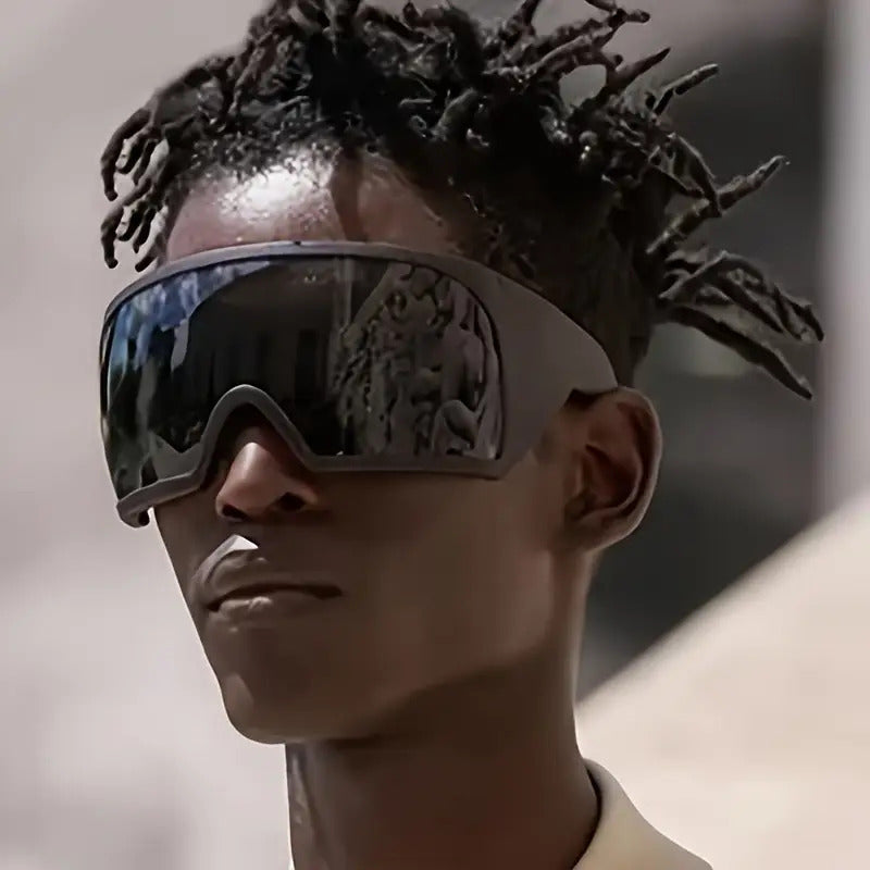 Retro Futuristic Oversized Men's Wrap-Around Fashion Glasses