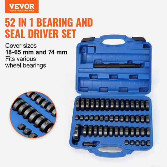 52-piece wheel bearing installation tool set