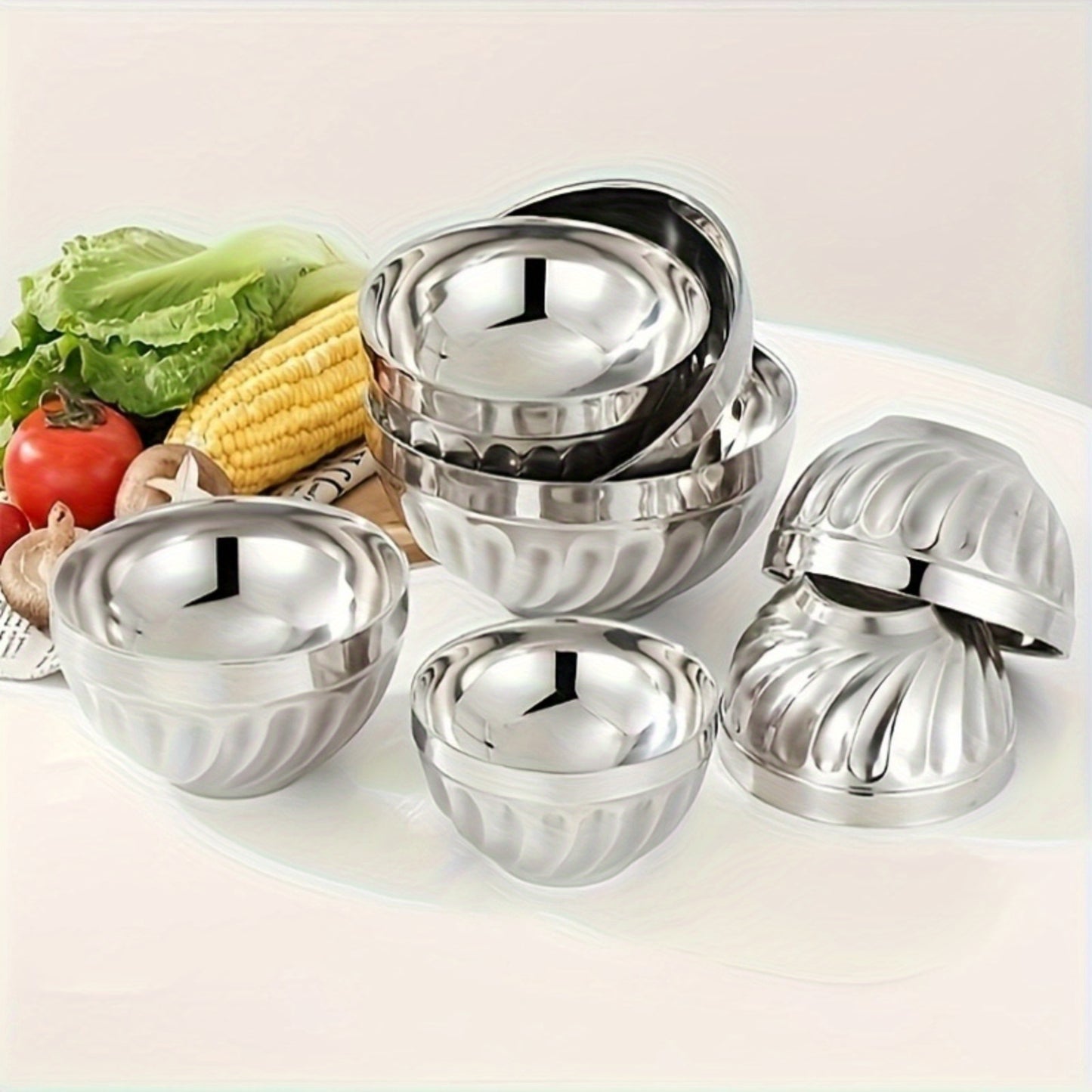 10pcs Durable Stainless Steel Bowls Set
