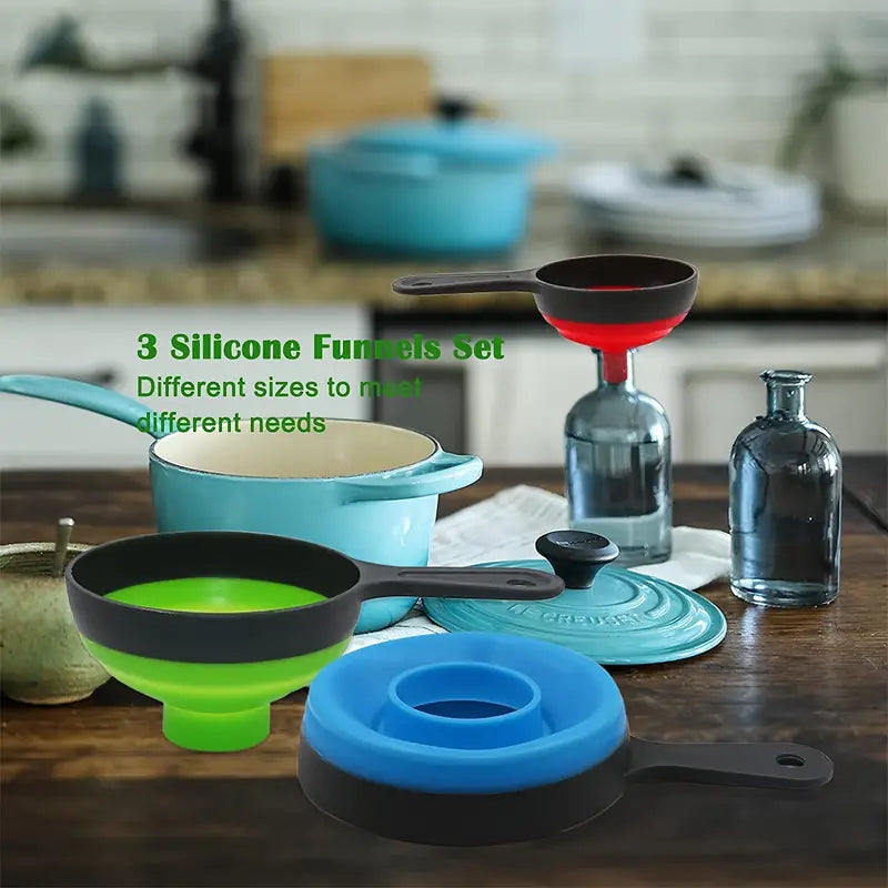 Food Grade Silicone Funnel Set of 3