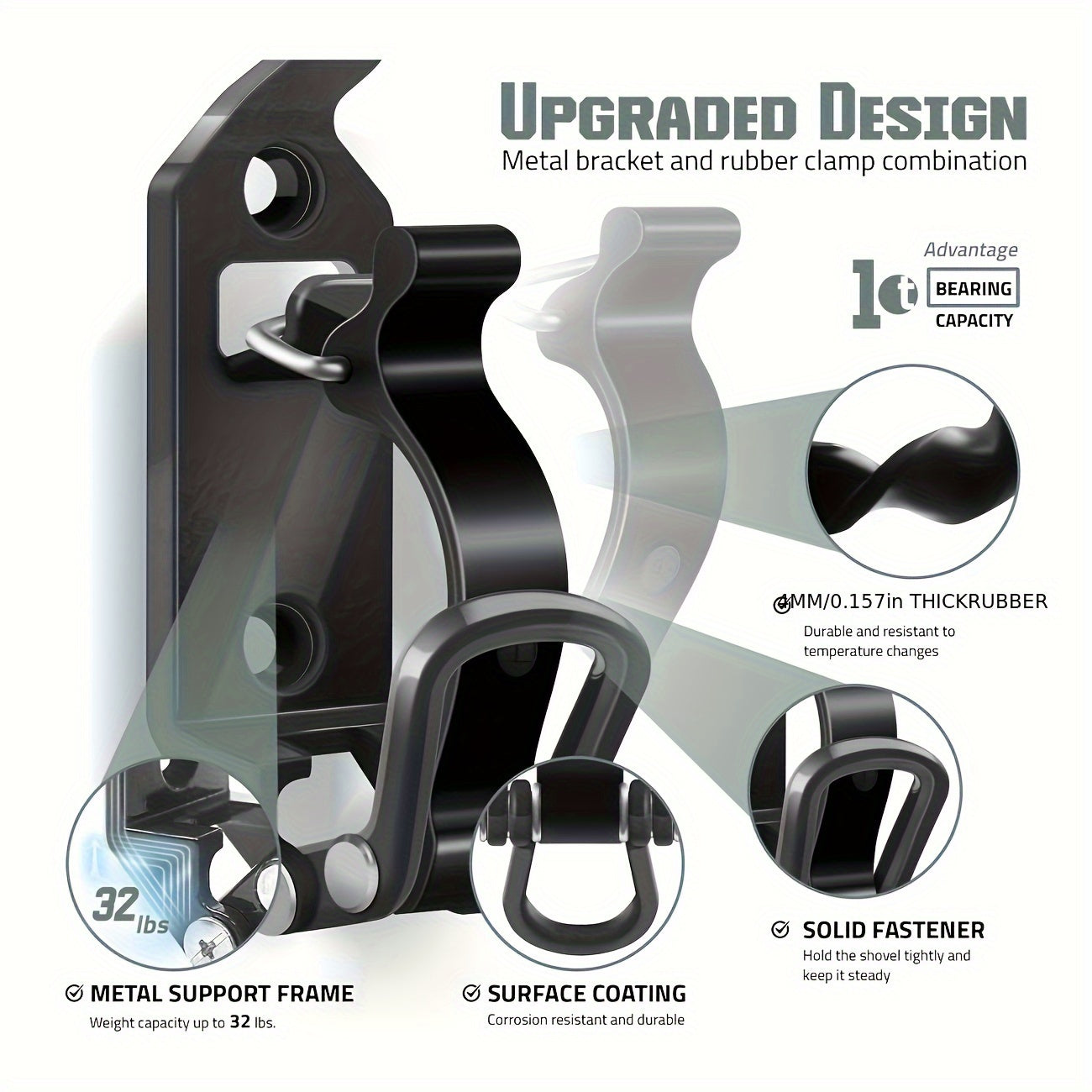 4pcs Corrosion Resistant Heavy-Duty Quick-Release Shovel & Axe Holder