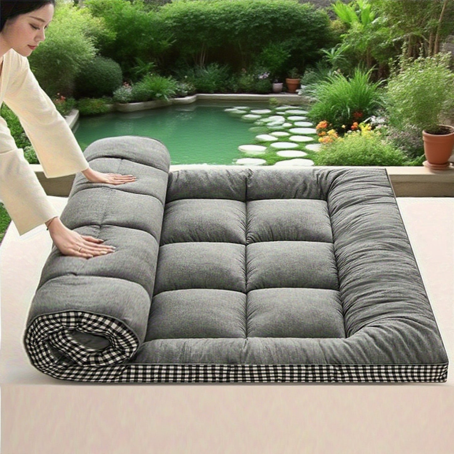 Foldable checkered mattress