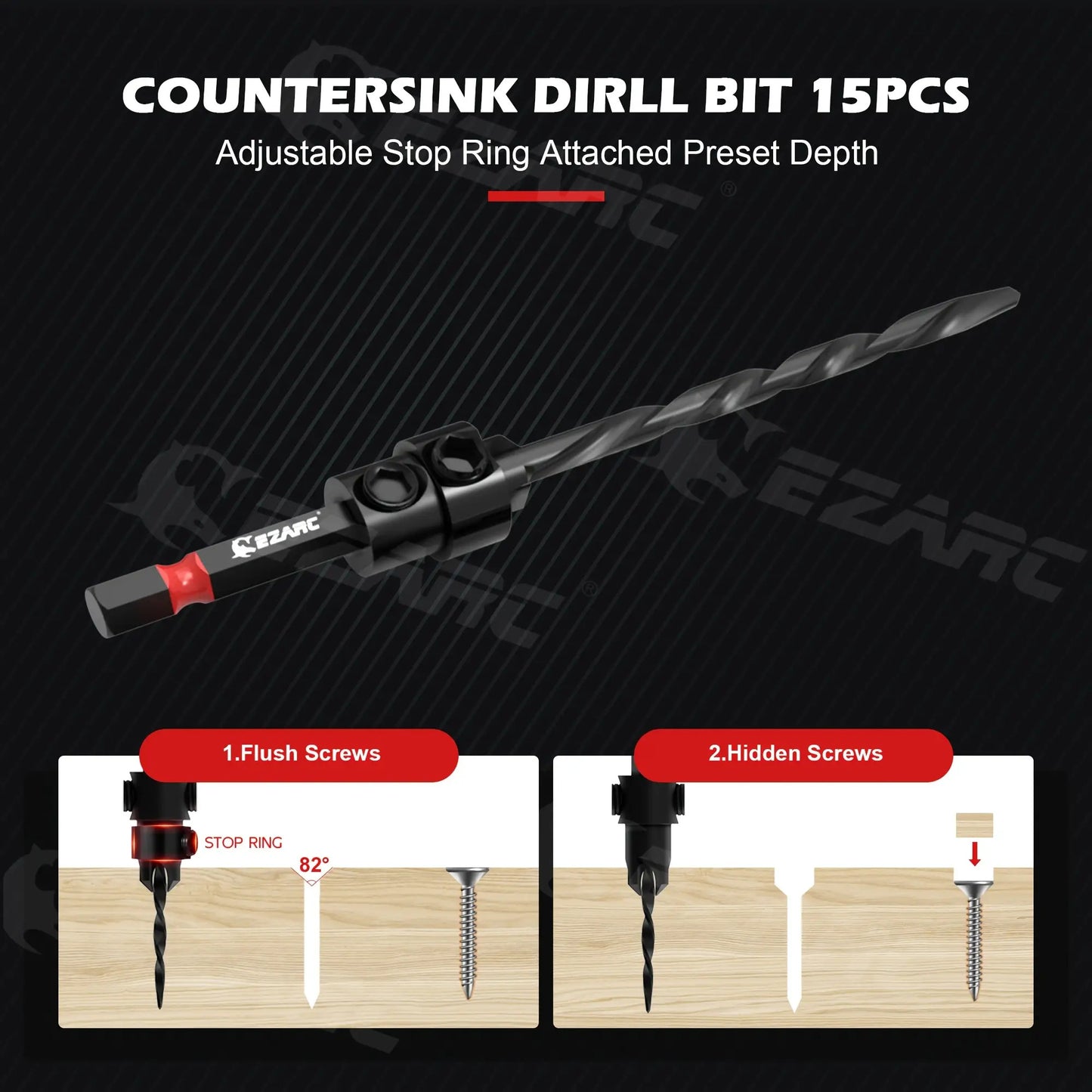 15pcs Countersink Drill Bit Set