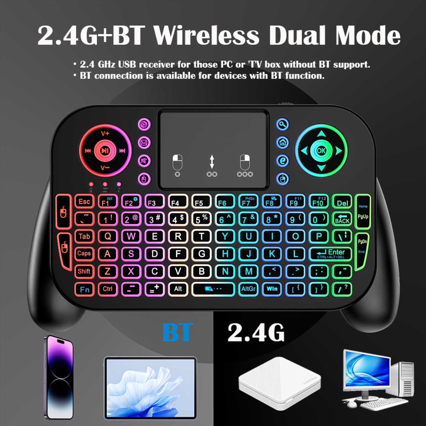 2.4GHz BT Dual-Mode Mini Keyboard with Touchpad
