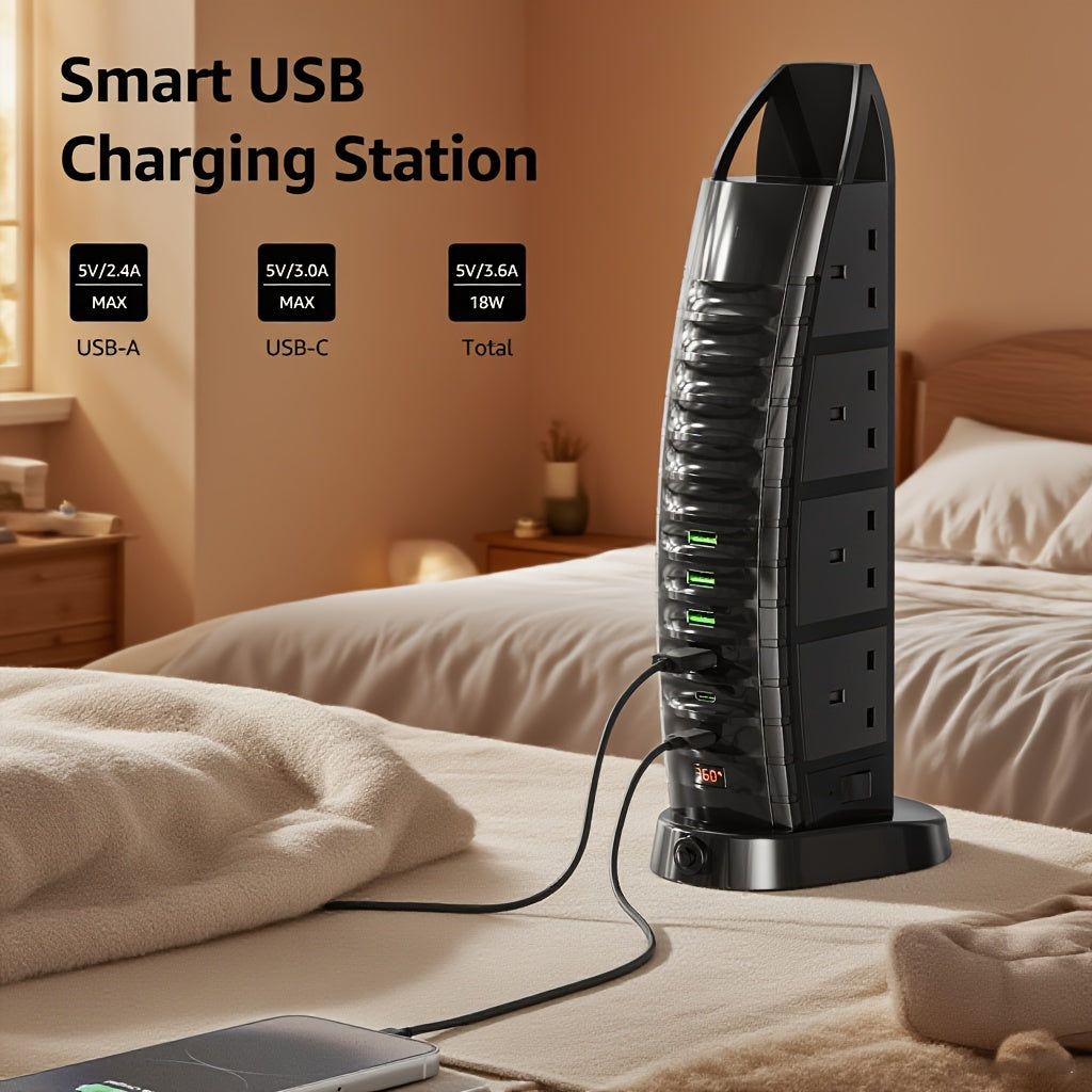 Tower Extension Lead 8 Way Outlets Multi Plug Extension Tower