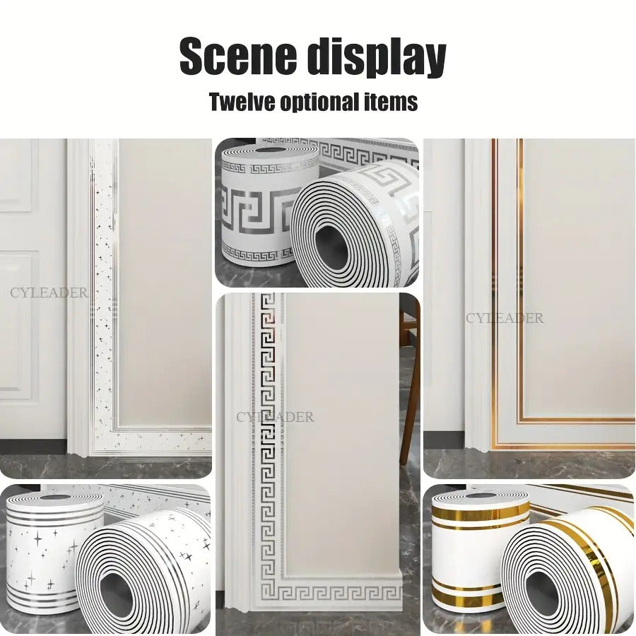 2 Rolls 197 inches x 3.94 inches European Style Marble Tile Panel Wallpaper