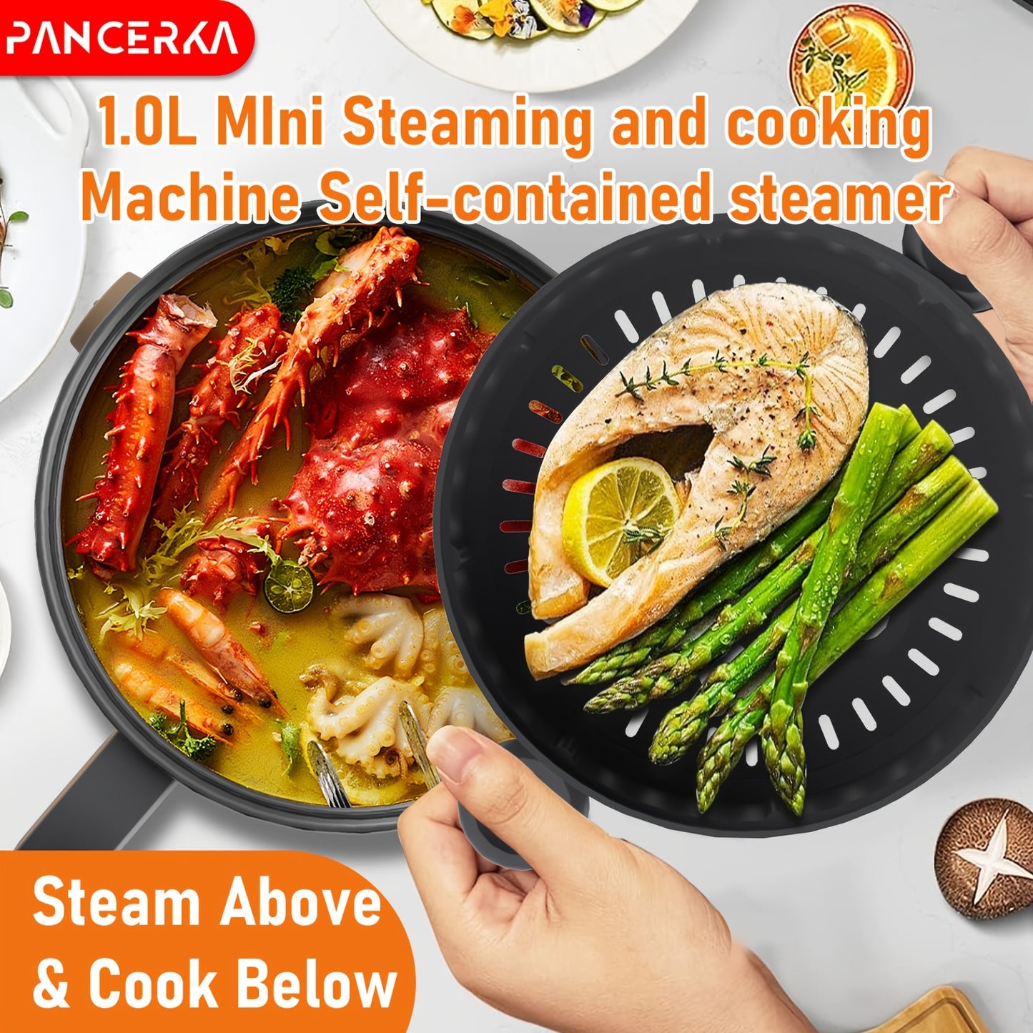 1.8L Compact Electric Cooking Pot with Steamer