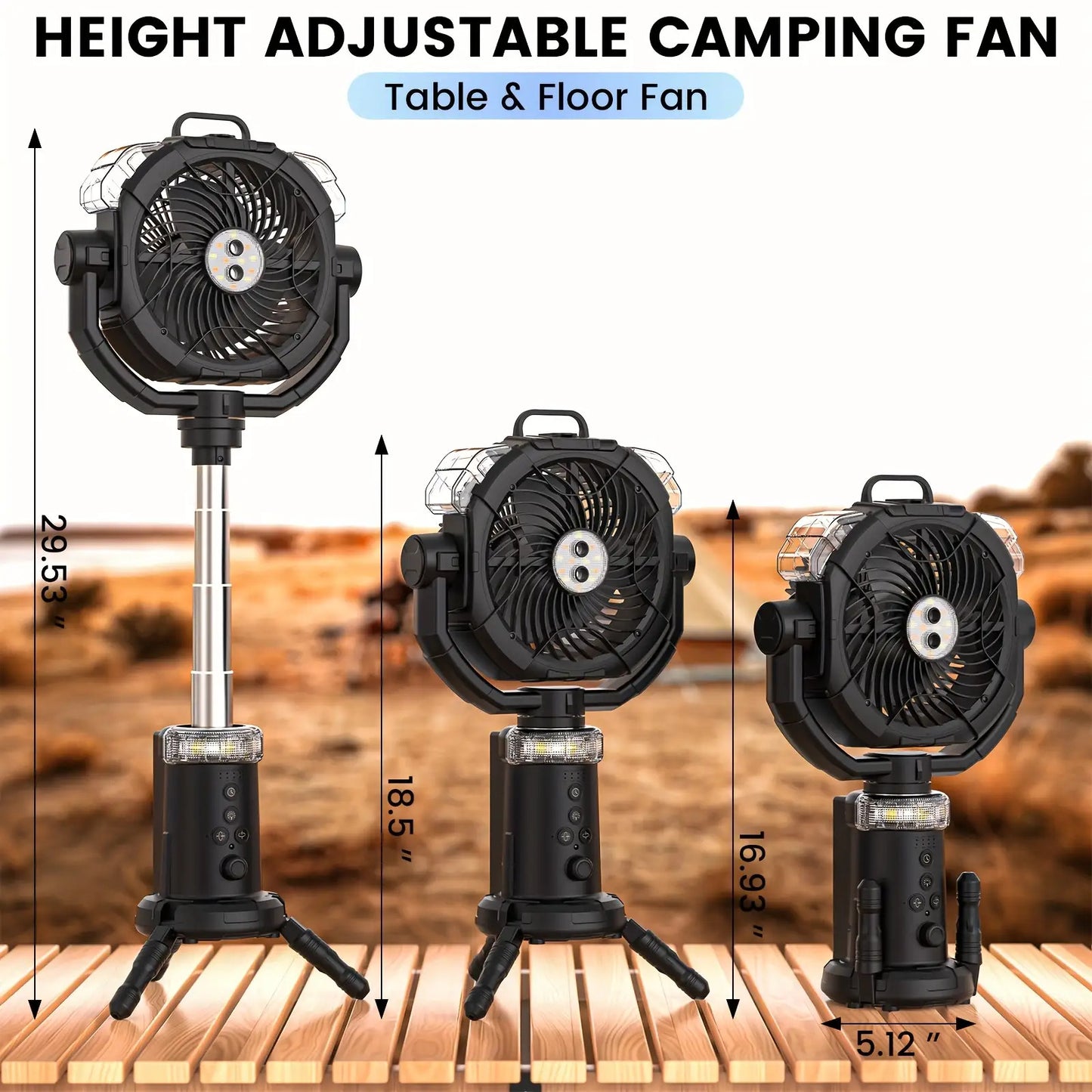 Portable Retractable Trolley Type Outdoor Camping, Picnic Party Fan