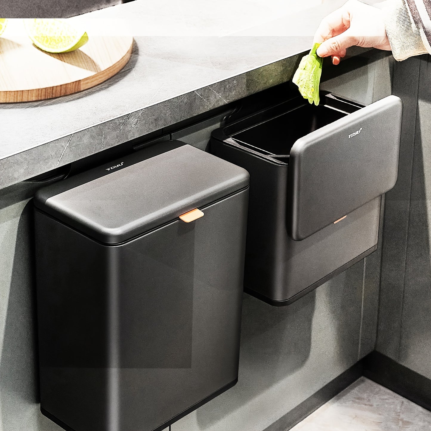 1pc Stainless Steel Rectangular Hanging Kitchen Can