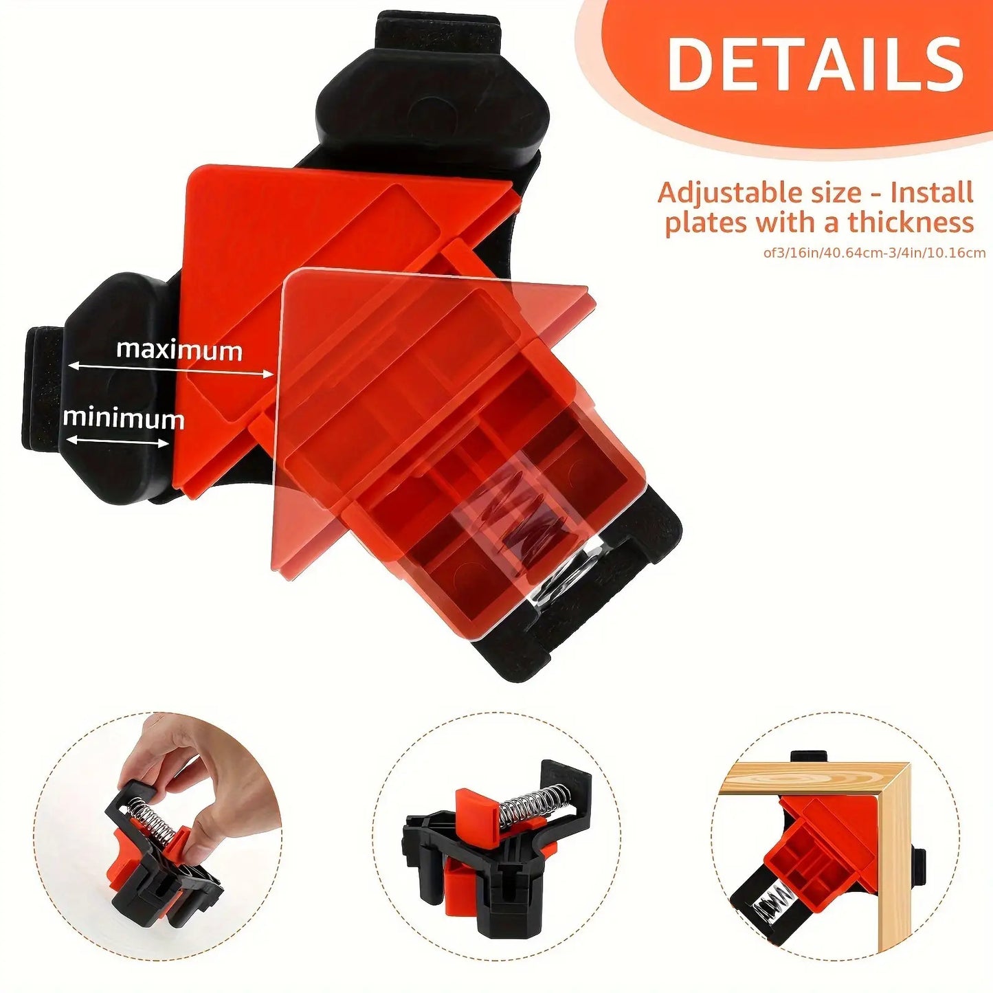 4pcs Adjustable 90-Degree Angle Clamps -  Reusable Woodworking Tools