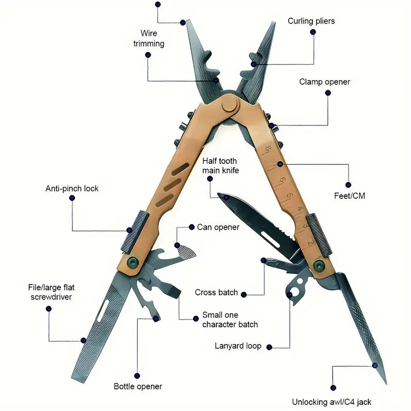 13-in-1 Portable Folding Multitool Pliers