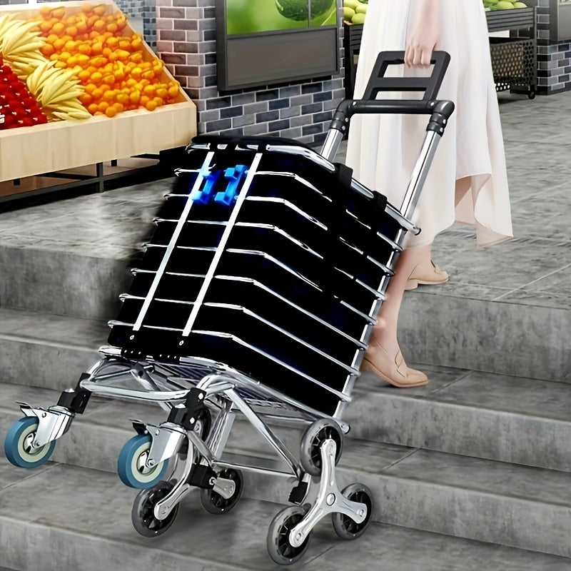 1pc Foldable 8-wheel Shopping Cart