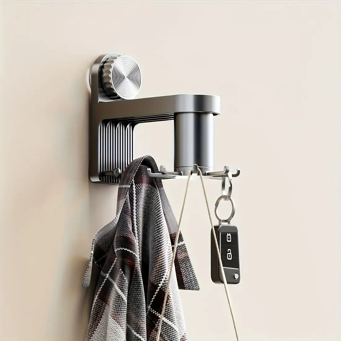 1-Pack Heavy-Duty Rotating Kitchen Hooks with No-Drill Installation