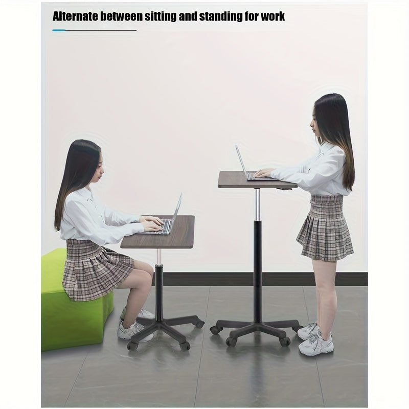 Adjustable Height Mobile Laptop Desk with Wheels