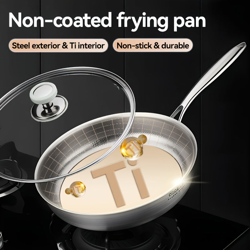 1pc Stainless Steel Non-Stick Frying Pan