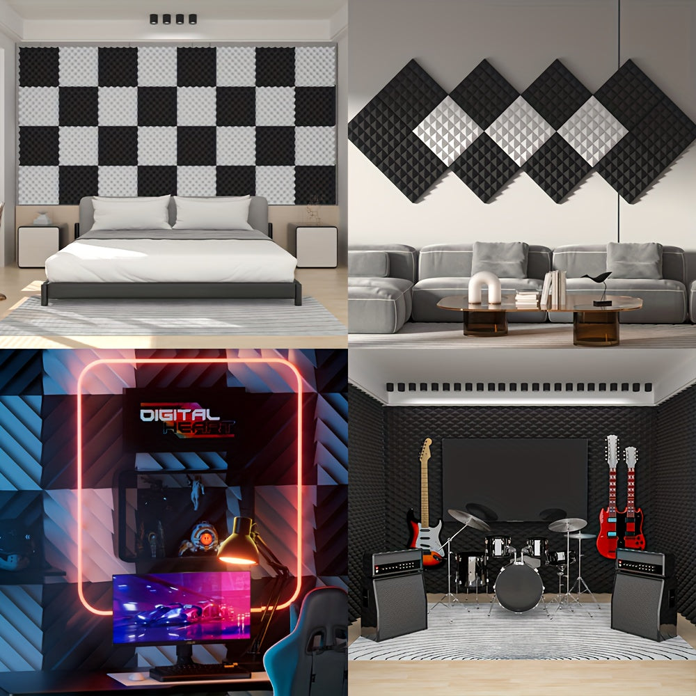 12pcs Diamond Groove Sound Proof Foam Panels